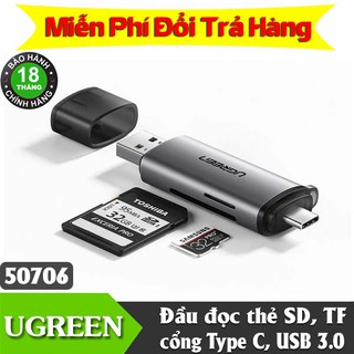 Đầu đọc thẻ nhớ SD, TF Cổng Type-C, USB 3.0 chính hãng Ugreen UG-50706