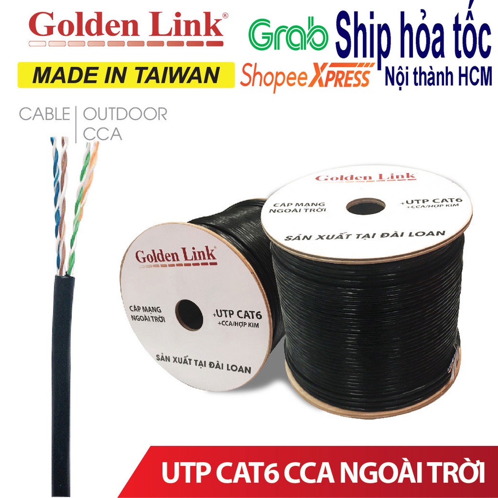 Cáp mạng  bấm sẵn 2 đầu dùng được ngoài trời Cat6 SFTP / UTP hiệu VP-Link / Golden Link dài 10m 20m 30m - Dây cáp mạng