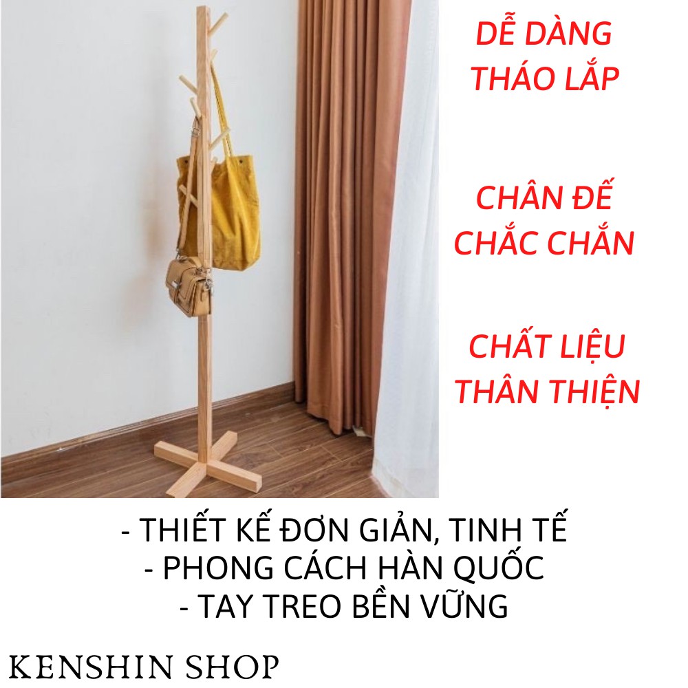 Cây Treo Quần Áo Gỗ, Cây Treo Đồ Đa Năng Dạng Đứng, Dễ Lắp Ráp KENSHIN SHOP