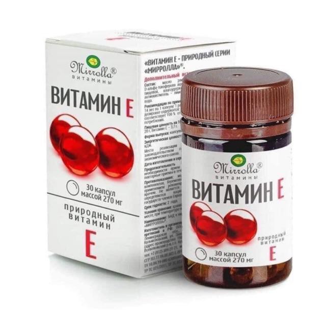 (Chuẩn Auth) Vitamin E đỏ của Nga 270mg Mirrona - Hộp 30 viên | BigBuy360 - bigbuy360.vn