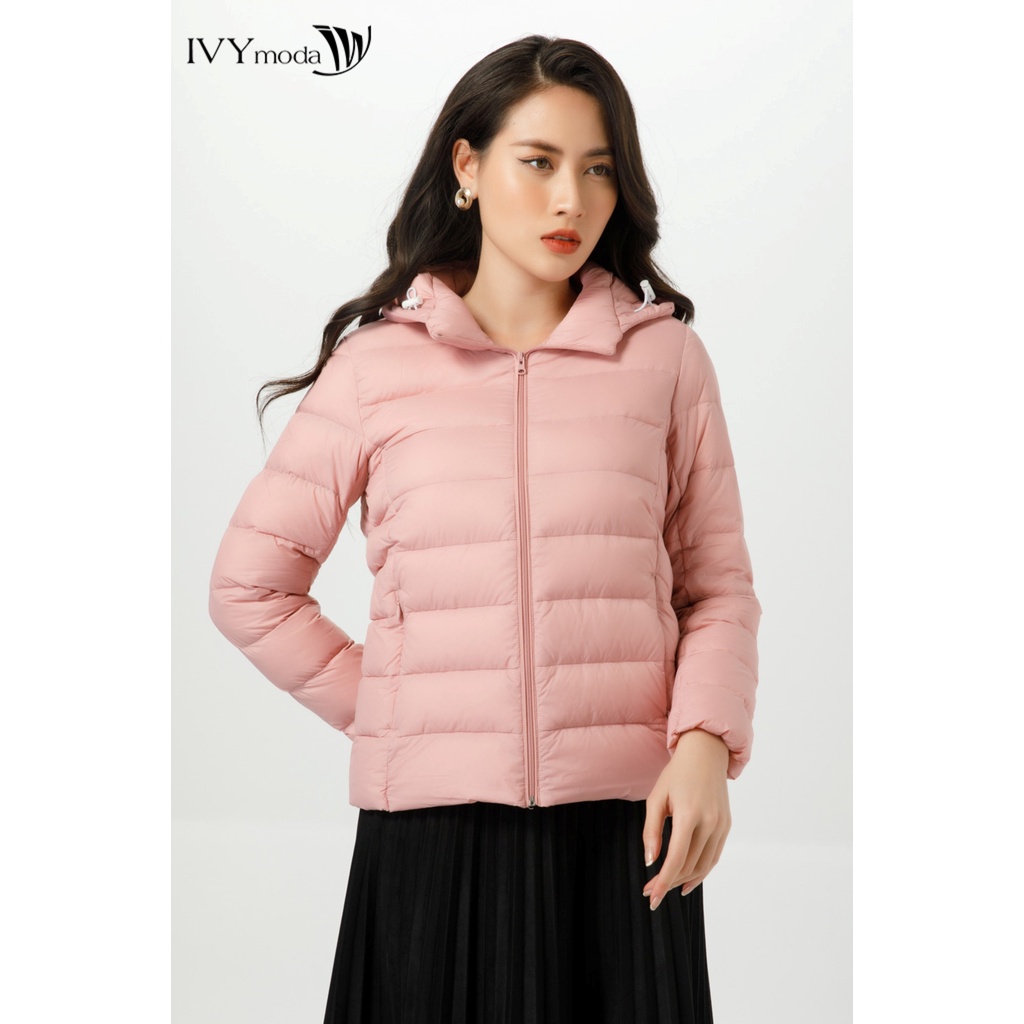 Áo khoác phao nữ lông vũ cổ mũ IVY moda MS 70B7928