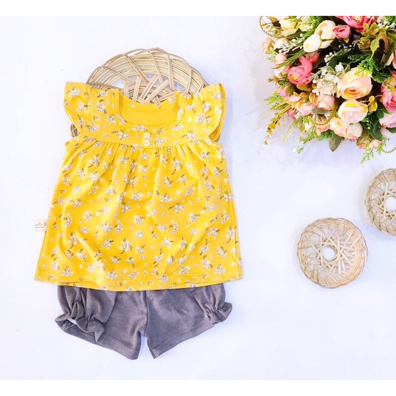 Bộ cotton quần hồng Hottrend hàng quảng châu