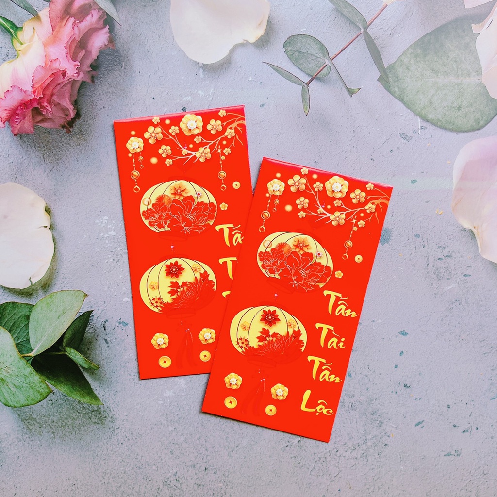 Bộ 50 bao lì xì đỏ VẠN XỰ NHƯ Ý giấy bóng c150 loại 1, bao lì xì tết 2024