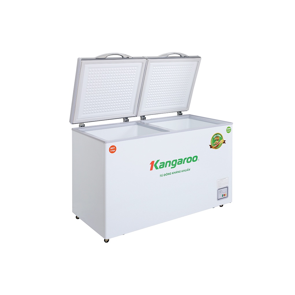 Tủ đông kháng khuẩn KANGAROO 2 ngăn, 2 cánh màu inox, không kính KG498KX2