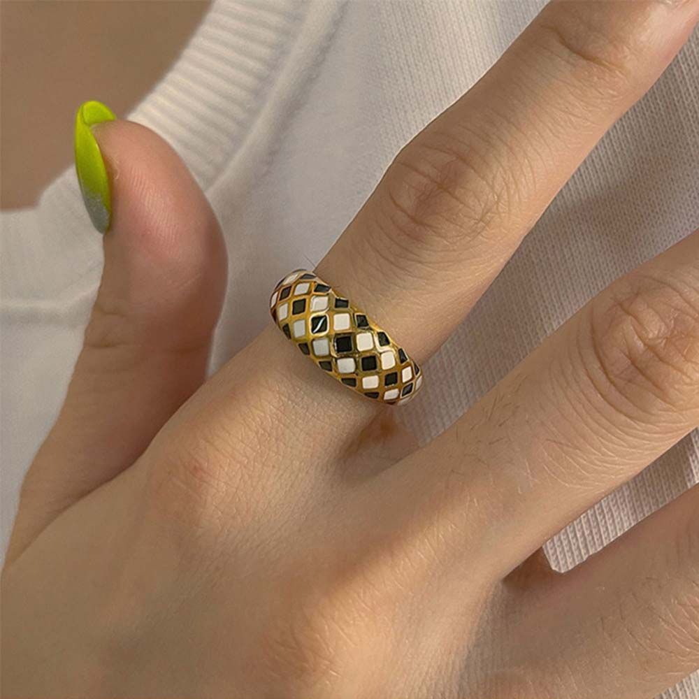 Nhẫn hở bằng kim loại tráng men màu sắc cổ điển phong cách Hàn Quốc cho nữ