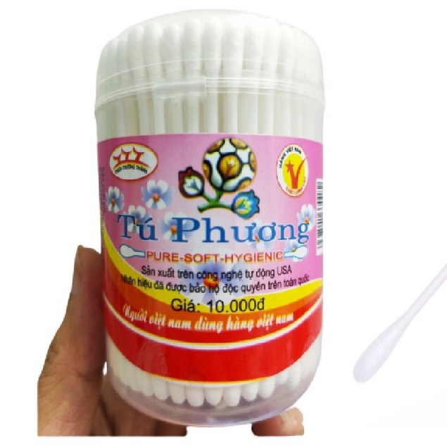 1 Vỉ 12 Hộp Tăm Bông Trẻ Em Hãng Tú Phương(1 Hộp 180 Chiếc)