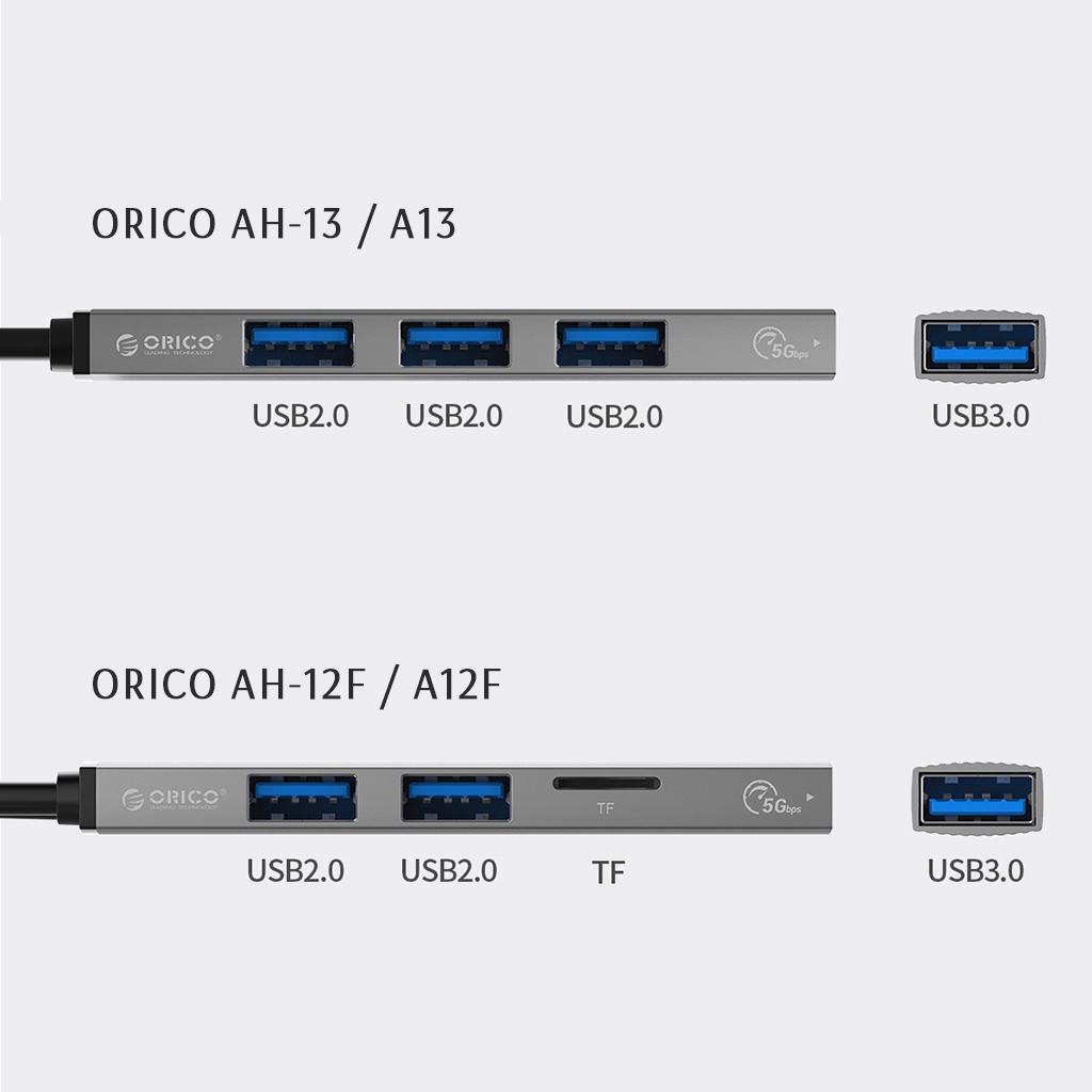 Hub/Bộ Chia USB Type To USB 3.0/MicroSD TF ORICO AH-12F/13/A12F/A13,Vỏ Nhôm Tản Nhiệt Tốt,Cho Laptop máy tính PC