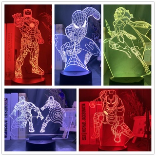 Đèn Ngủ LED 3D 7 Màu Hình Siêu Anh Hùng Marvel
