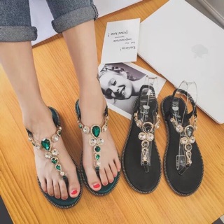 Sandal kẹp đính hột đá to trong và lấp lánh