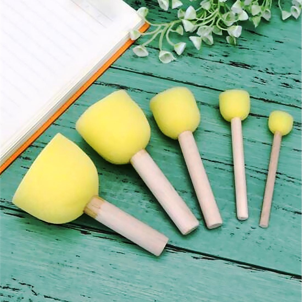 Set 5 Cọ Xốp Vẽ Màu Nước Đồ Chơi Cho Bé