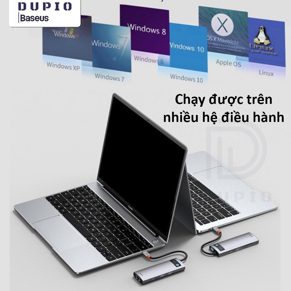 Hub chia cổng DUPIO Baseus cổng type-c sang hdmi usb 3.0 dành cho macbook pro air surface pro 7 HUB01