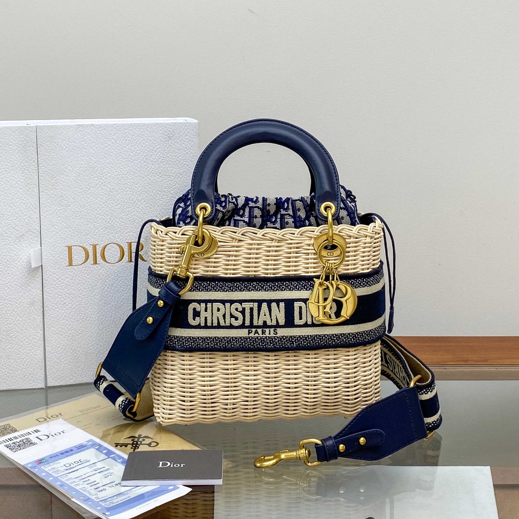 Túi xách nữ da thật thời trang cao cấp Christian Dior CD thiết kế đan tinh xảo, phong cách vintage