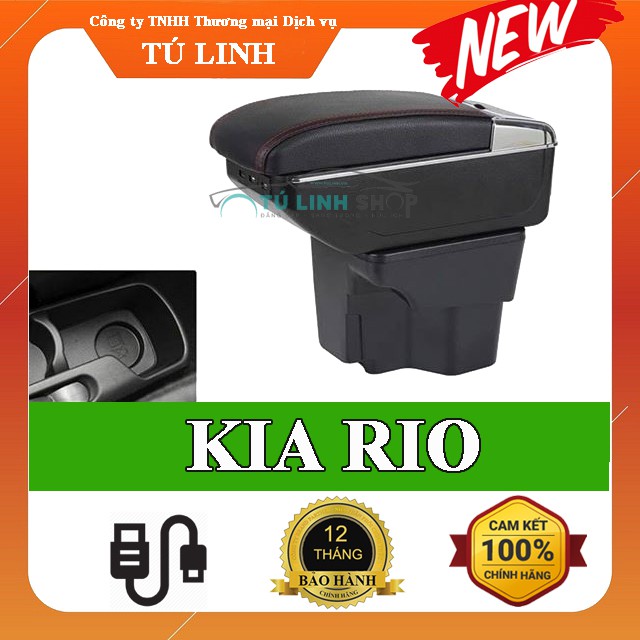 Hộp tỳ tay xe Kia Rio 2012 -2016 cao cấp tích hợp cổng sạc USB - Bảo hành 12 tháng