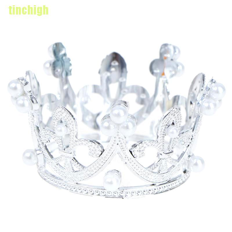 1 Vương Miện Pha Lê Và Trai Mini Trang Trí Bánh Kem