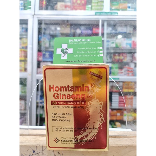 [CHÍNH HÃNG] Homtamin Ginseng hộp 12 vỉ x 5 viên nang mềm