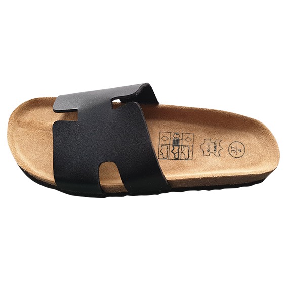 Dép đế trấu Unisex Da tổng hợp  quai chữ H