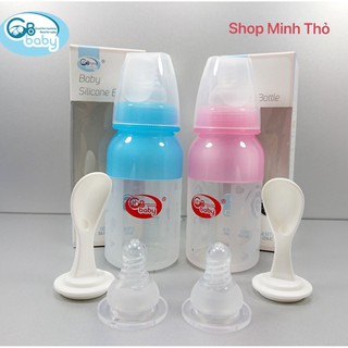 Bình sữa silicon 🌸gb baby🌸 bình sữa cổ hep 2in1 - tặng 1 núm + bình có thìa đút - dung tích 110ml