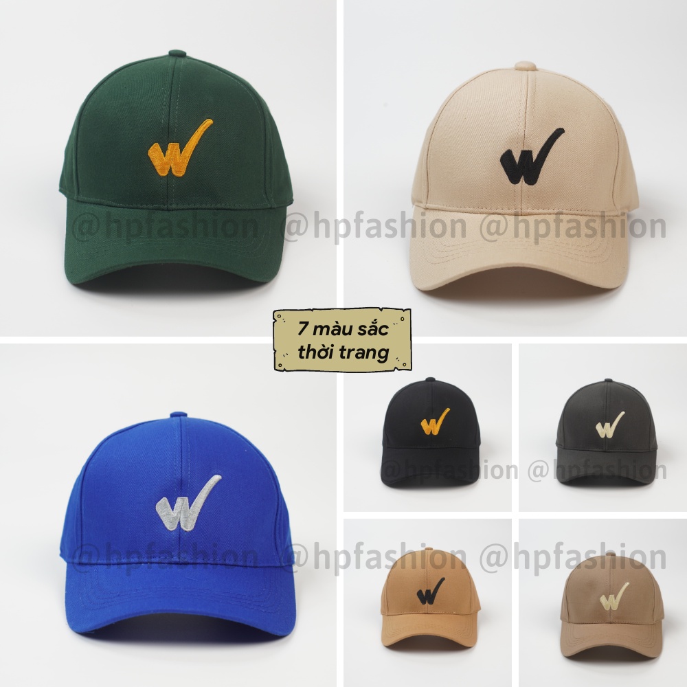 Mũ lưỡi trai ❤️ Nón kết thêu chữ W chất kaki cao cấp form unisex nam nữ N70 - Happy Style
