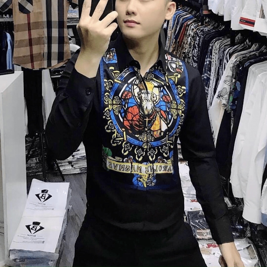 Áo sơ mi tay dài, vải lụa Kate cao cấp hình in đẹp, kiểu dáng cool ngầu siêu ấn tượng [NEW UNISEX]