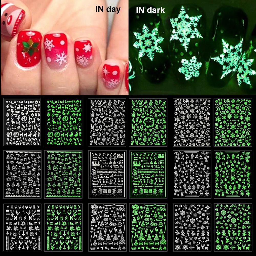 JUNE Miếng Dán Trang Trí Móng Tay Dạ Quang DIY