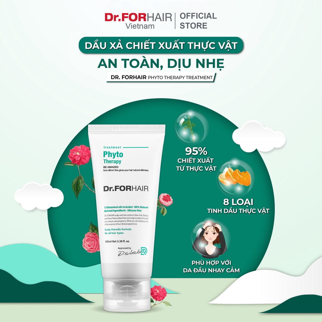 Dầu xả chiết xuất thực vật, an toàn và dịu nhẹ CHO DA NHẠY CẢMDr.FORHAIR Hàn Quốc Phyto Therapy Treatment 300ml