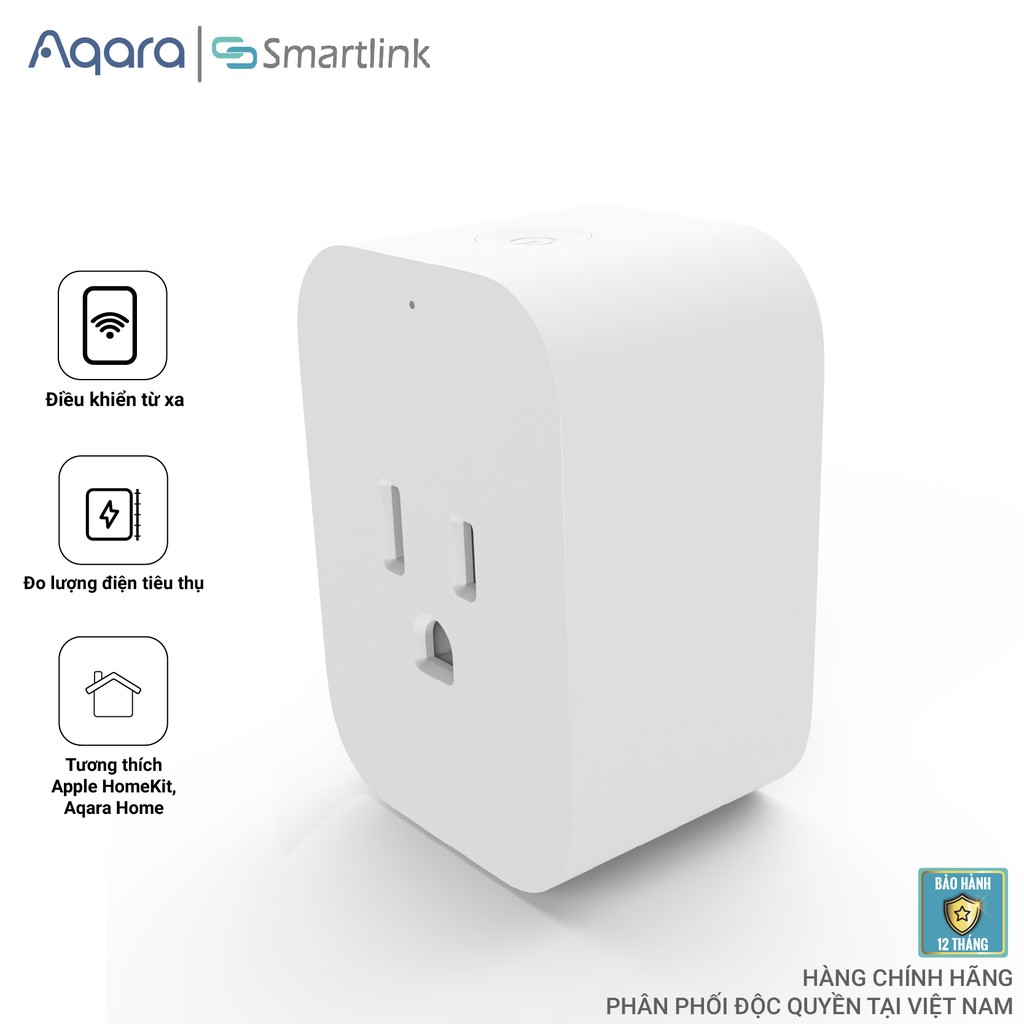 Ổ cắm điện thông minh tiêu chuẩn Mỹ Aqara Smart Plug (US) ZNCZ12LM - Phân Phối Chính Hãng - Bảo Hành 12 Tháng