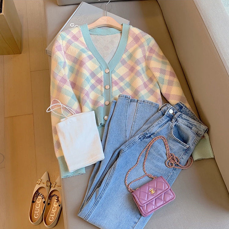 Áo Khoác Cardigan Dệt Kim Tay Dài Dáng Rộng Kẻ Sọc Thời Trang Mùa Thu Cho Nữ | BigBuy360 - bigbuy360.vn