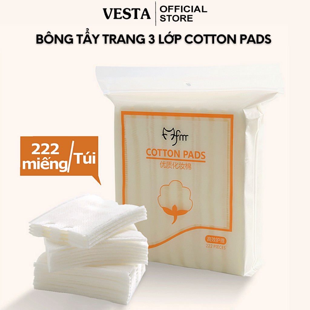 Bông tẩy trang 222 miếng - bông tẩy trang 3 lớp - bông tẩy trang cotton pads