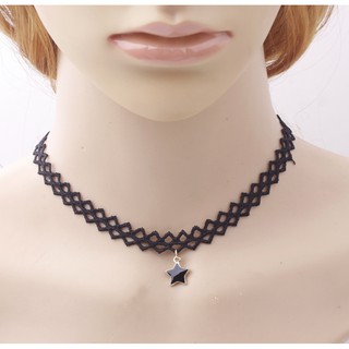Bộ vòng cổ và vòng tay choker nữ ren đối xứng mặt ngôi sao cá tính