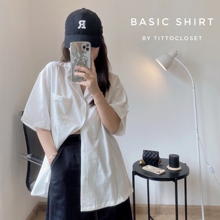 Áo Sơ Mi Cổ Vest Trơn BASIC SHIRT- Titto Closet