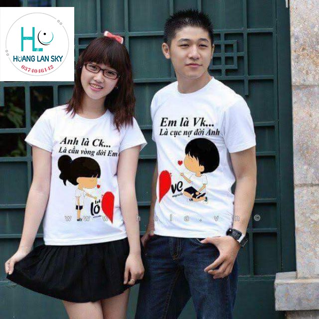 Áo thun cặp đôi chipi Lo Ve anh là ck em là vk  GIÁ 2 ÁO