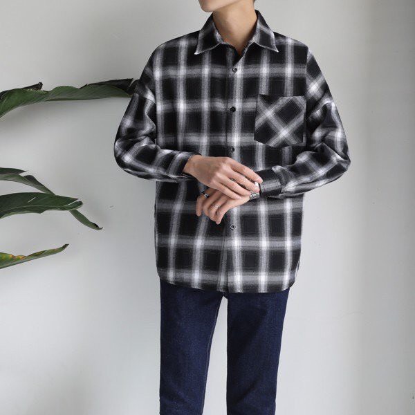 Áo Sơ Mi Nam Nữ Caro Flannel Phong Cách Hàn Quốc Unisex ASM8827 - Chất Cotton pha len dày dặn, mềm, mịn, thấm hút mồ hôi