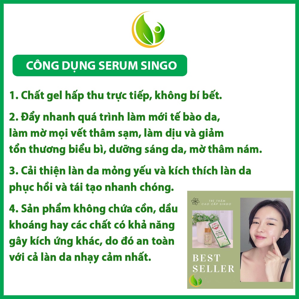 Serum giảm thâm Singo, tinh chất giảm thâm mụn, thâm môi, mắt, nách, mông, vùng kín, đầu gối...