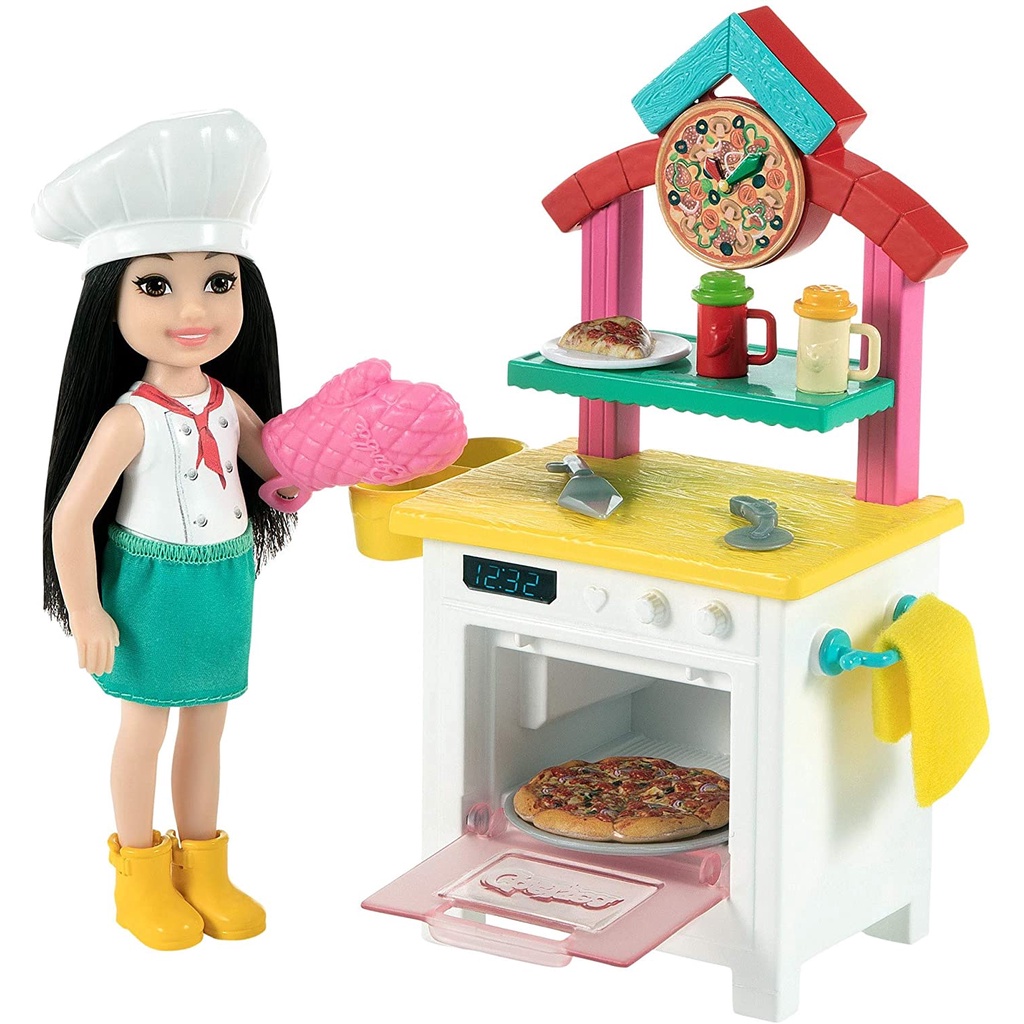 Búp Bê Barbie Chelsea Đầu Bếp Bánh Pizza Chef Playset