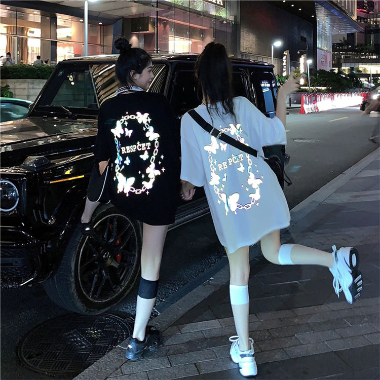 Fashionable Reflective Butterfly Pattern for Women T-shirt