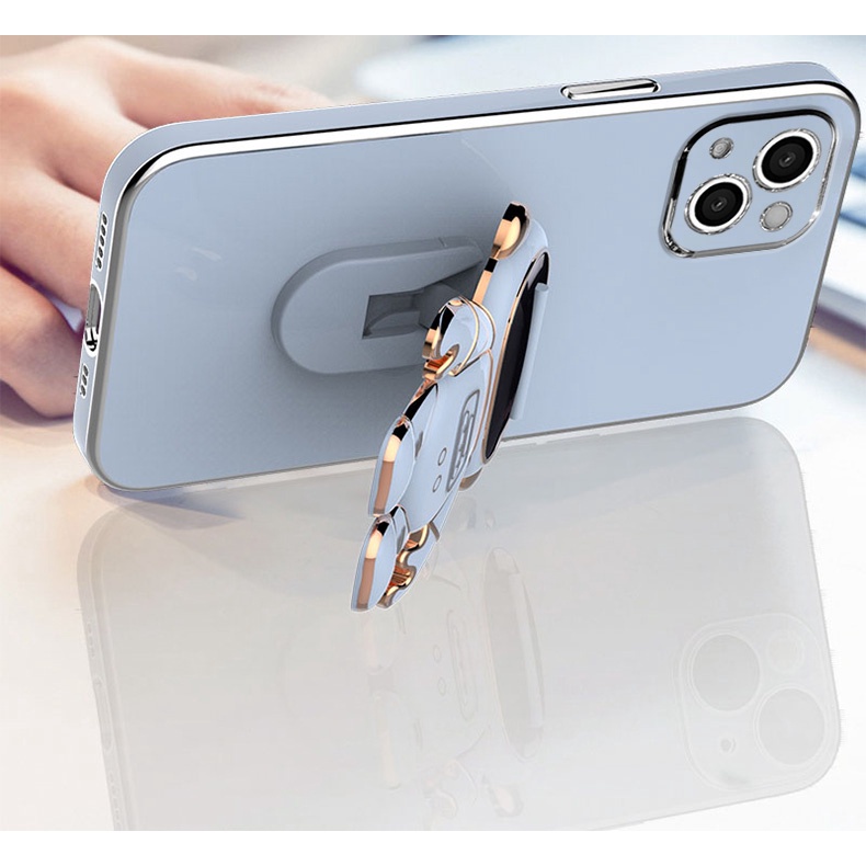 Ốp Điện Thoại Silicon Hình Phi Hành Gia Có Giá Đỡ Gấp Gọn Cho OPPO A97 A74 5G A36 A76 A96 5G A55 4G A74 4G A94 A54 4G