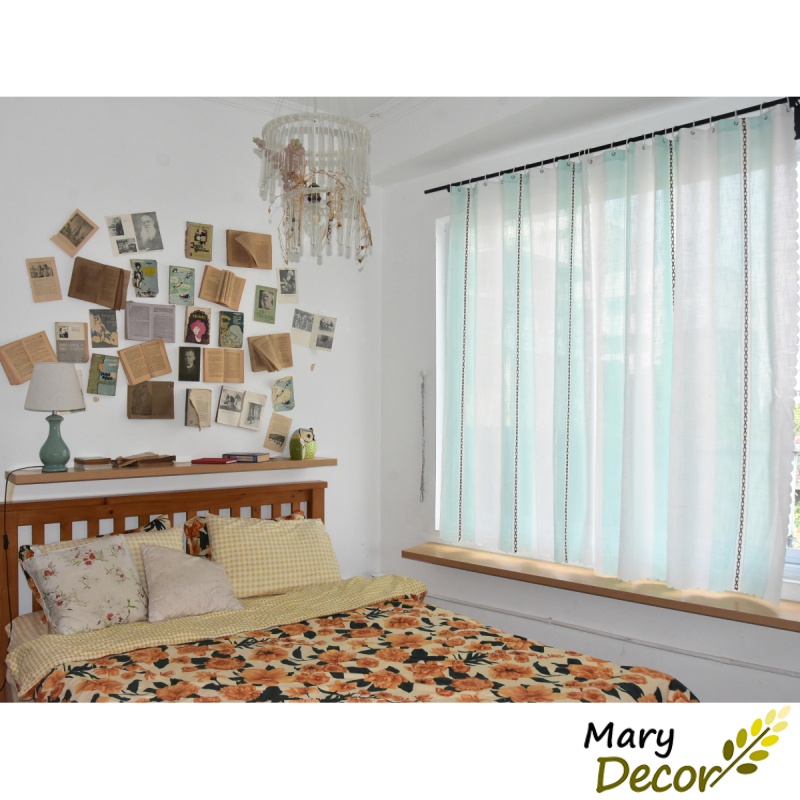 Rèm cửa trang trí decor phòng ngủ phòng khách chất liệu cotton thêu cao cấp R-CC16