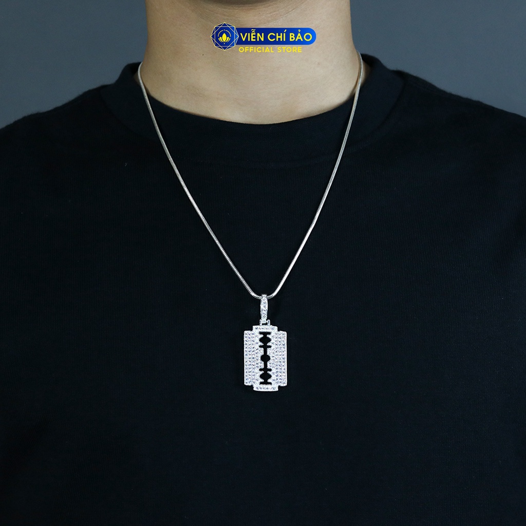 Mặt dây chuyền bạc nam đính đá chất liệu bạc 925 thời trang phụ kiện trang sức Viễn Chí Bảo M300235