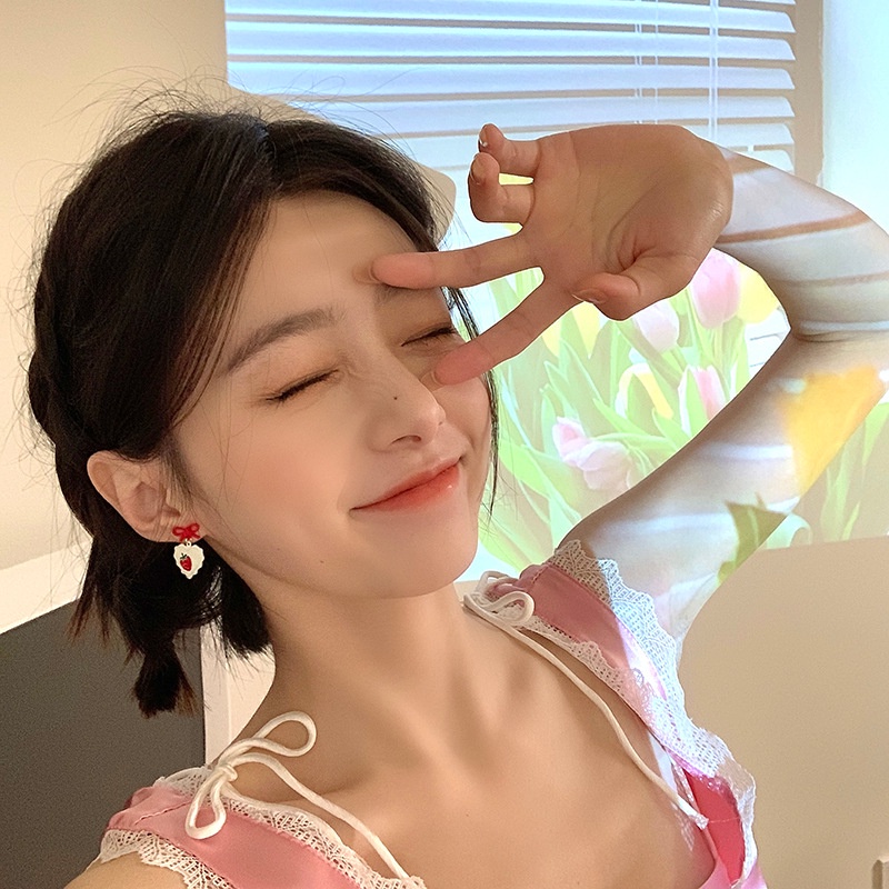 Khuyên Tai Hình Nơ/Trái Dâu/Nơ Phong Cách Nhật Hàn Mới 2022