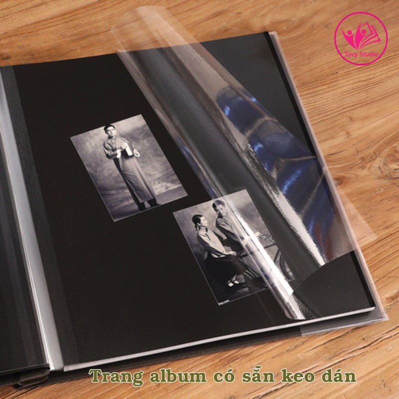 Album ảnh cỡ 27x29 cm có sẵn keo dán bìa giấy da lộn sang trọng sẵn hàng tại Tú Vy Studio