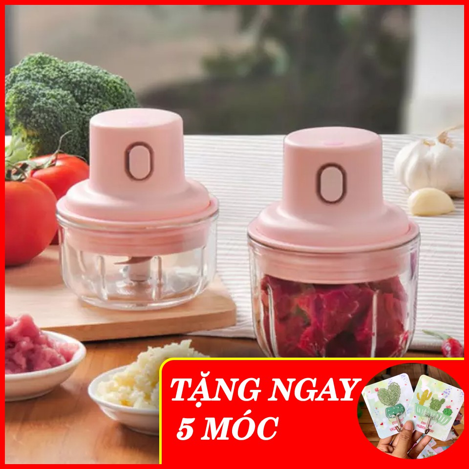 Máy xay tỏi ớt mini cầm tay đa năng sạc pin cao cấp - Dung tích 250ml