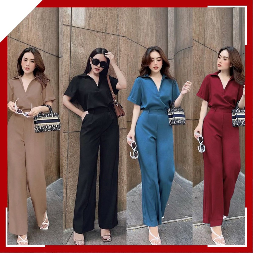 Set Đồ Nữ 💝FREESHIP💝 Set nguyên bộ áo sơ mi quần dài ống suông xinh xắn J1116
