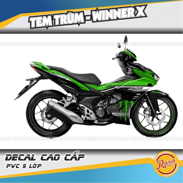 Tem trùm WINNER X màu xanh lá đen | Decal PVC 5 lớp cao cấp | Mã tem: WINX 0081