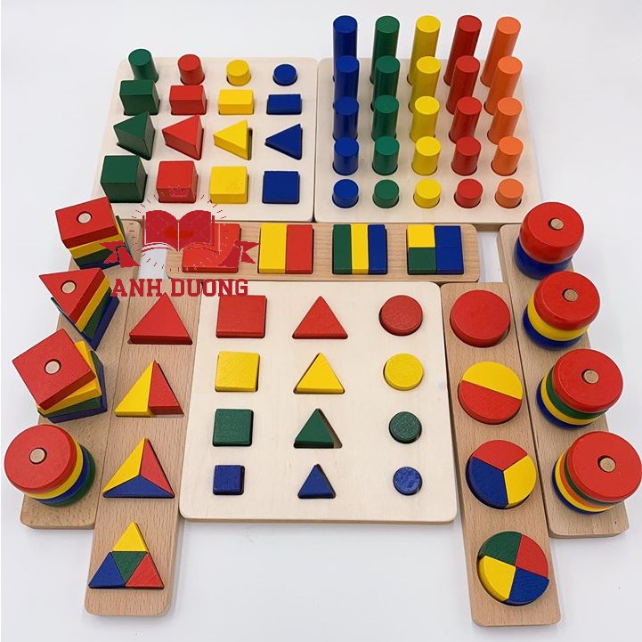 COMBO 8 MÓN ĐỒ CHƠI MONTESSORI - PHÁT TRIỂN TRÍ TUỆ CHO TRẺ