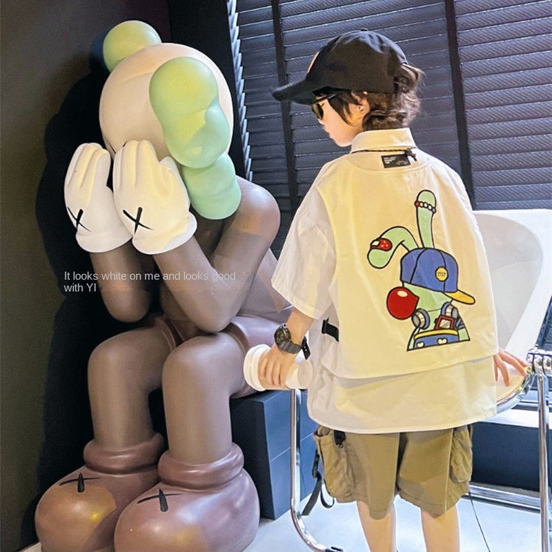 Áo Sơ Mi Tay Ngắn Phong Cách Hàn Quốc Thời Trang Mùa Hè Cho Bé Trai