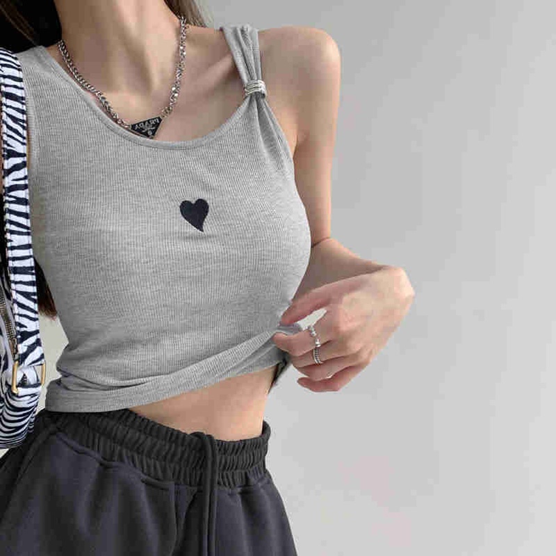 Áo hai dây ZHELIHANGFEI lưng cao thêu họa tiết xinh xắn thời trang dành cho nữ