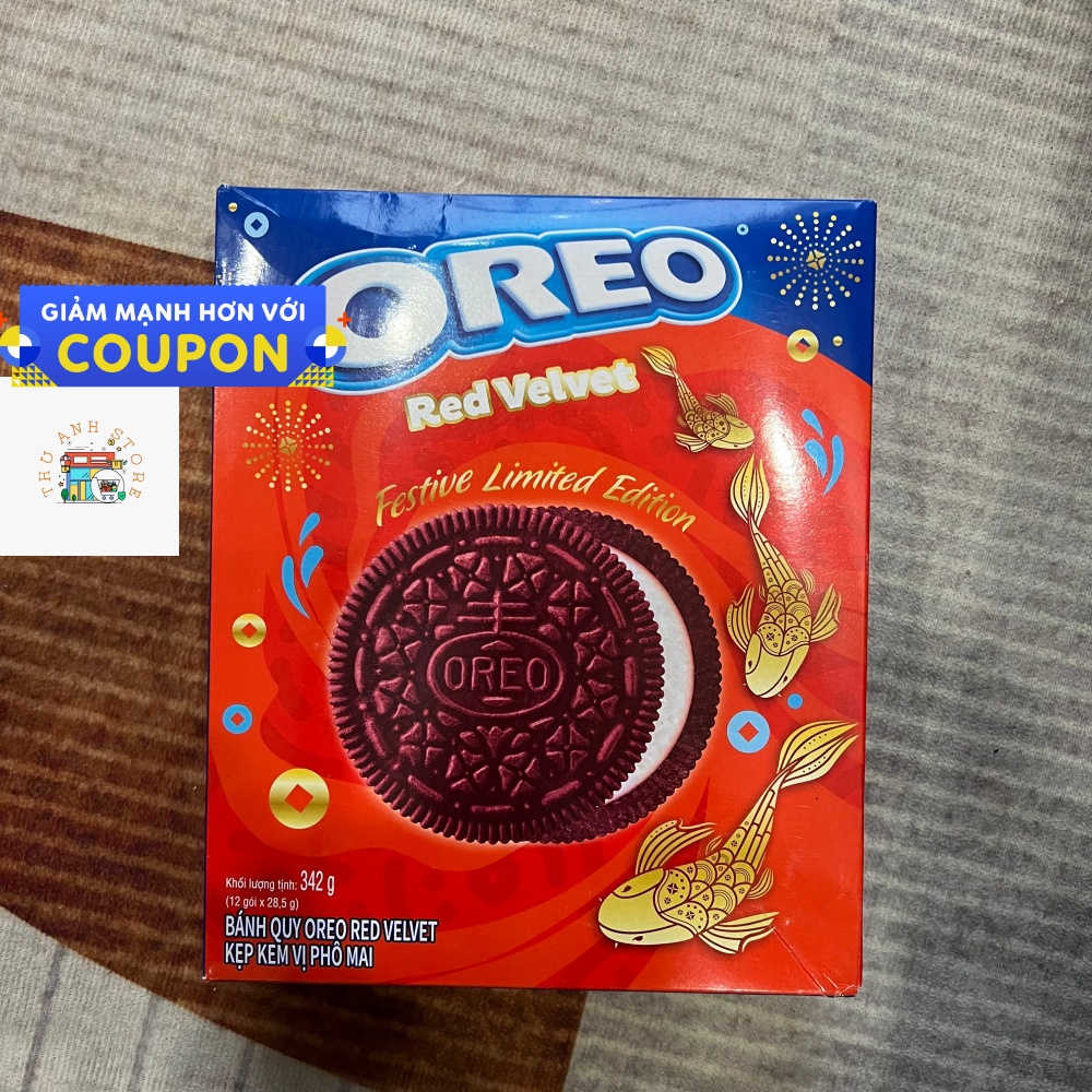 Hộp Bánh quy Oreo Red Velvet vị phô mai 342g Kinhdo phiên bản giới hạn Tết 2022 quà biếu tết
