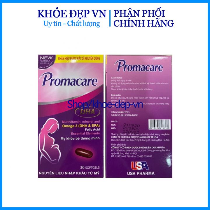 Viên uống PROMACARE DHA bổ sinh vitamin tổng hợp cho phụ nữ có thai và cho con bú hộp 30 viên