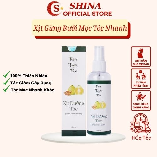 Tinh Dầu Gừng Bưởi Xịt DưỡngTóc Nhược Tuyết Phù, Giảm/Ngăn Ngừa Rụng Tóc, Kích Thích Mọc Tóc Hiệu Quả,Chai 100ml