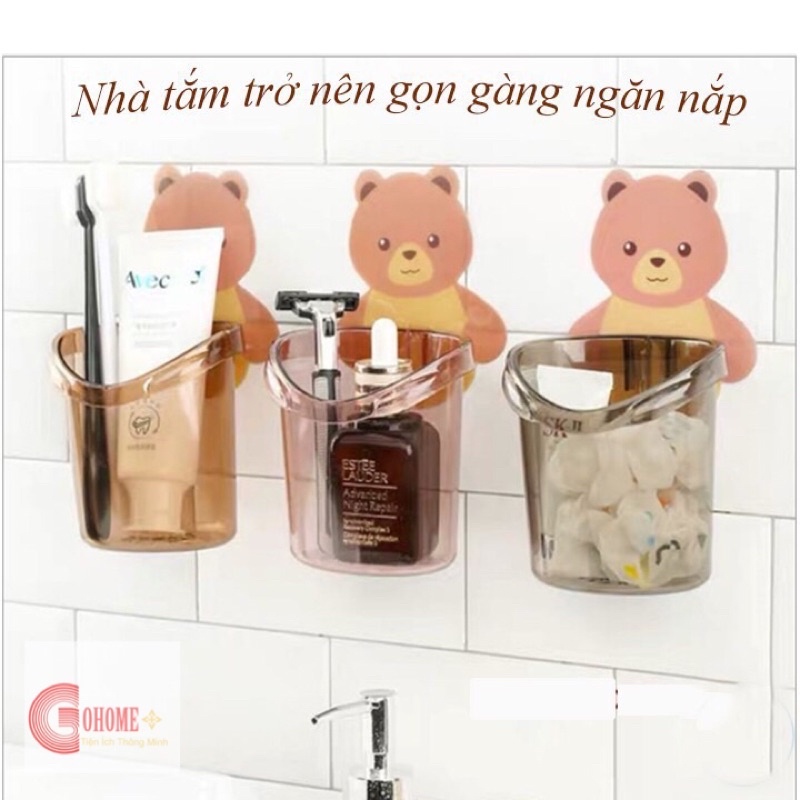 Cốc Gấu Dán Tường Đựng Bàn Chải - Cốc gấu đựng kem đánh răng dễ thương